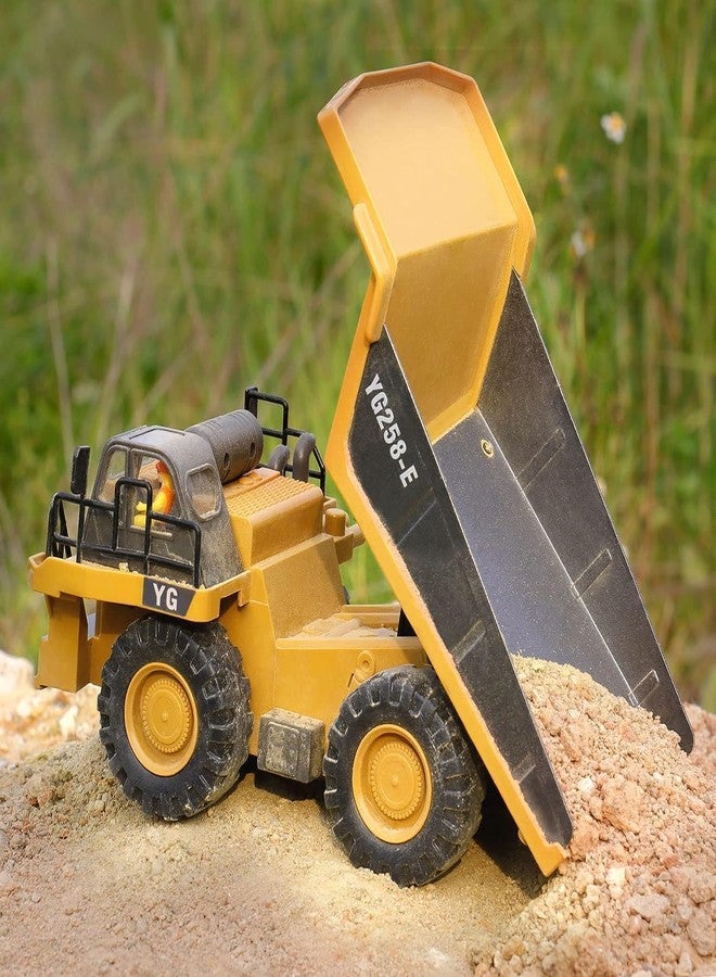 RABRA Remote Control Dumper Toy 9 Channel Rc Excavator Truck Toys 1/24 Scale 2.4Ghz Construction Vehicles with Metal Shovel 680 Rotation Lights & Sounds for Kids Boys Age 4-10 Y, Multicolor - Image 2